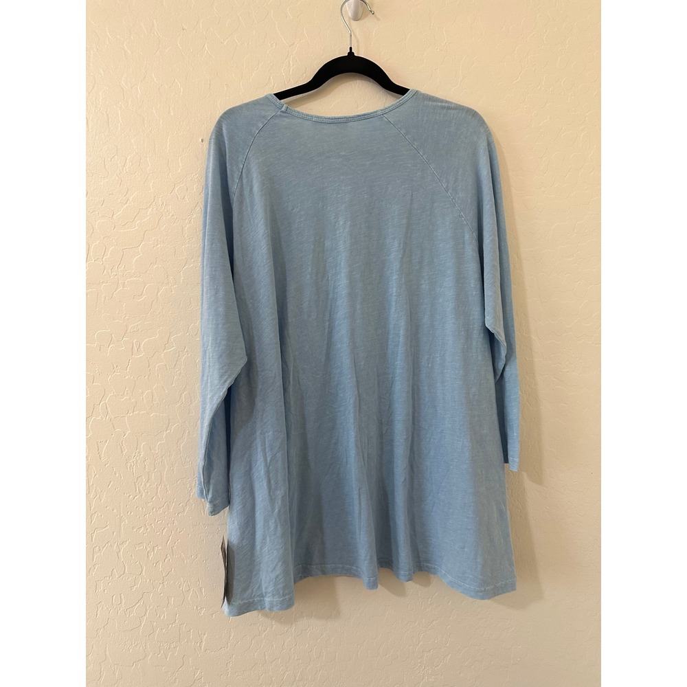 Jess & Jane Women Blue Dog Beach Tunic Top 1X 3/4 Sleeve Pockets Vacay Beachy - Picture 7 of 12